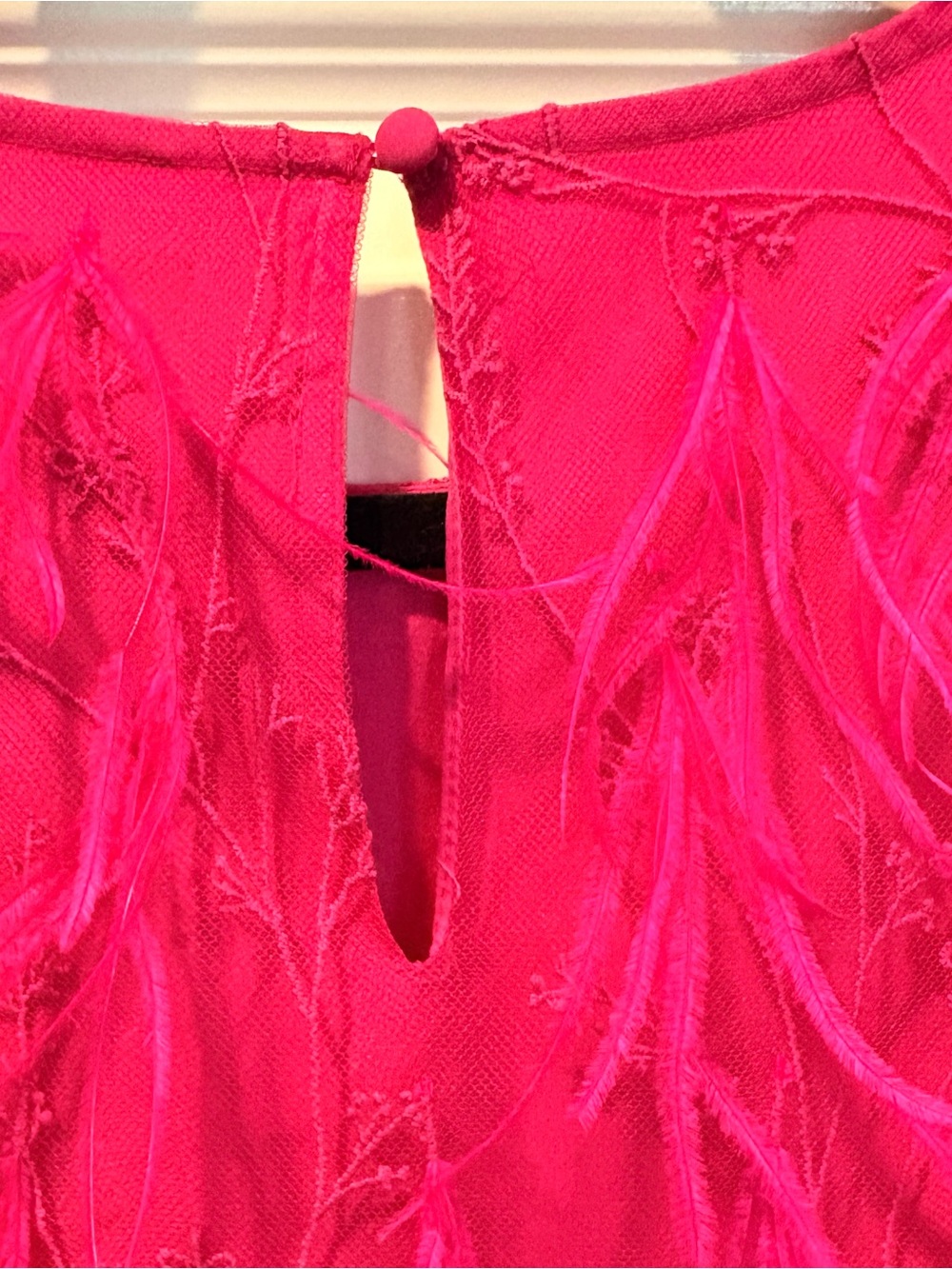 Milly Vibrant Fuchsia Feathered Mini Dress NWT - Picture 5 of 13